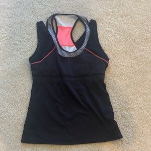 Lucky in Love Black Athletic Tank with Pink Accent